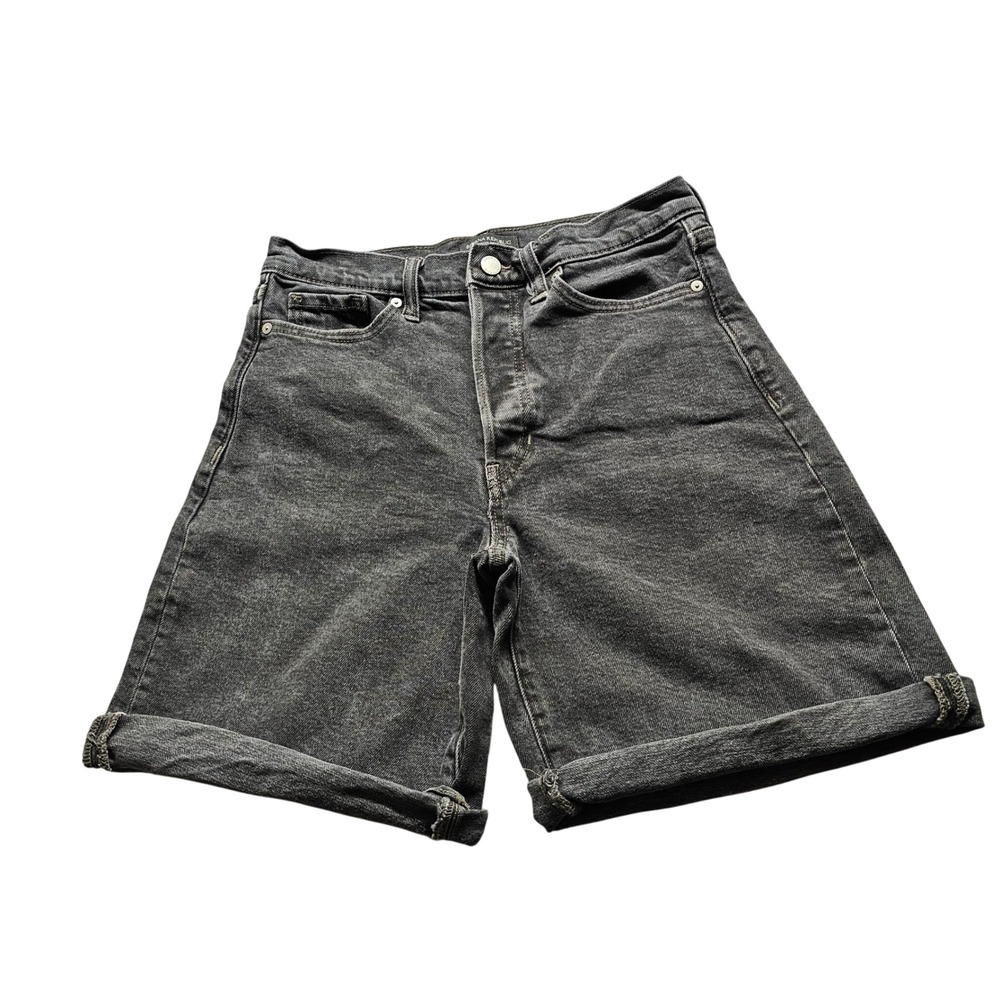 Banana Republic Hi-Rise Denim Shorts Womens 27 Gray Washed Button Fly 5416